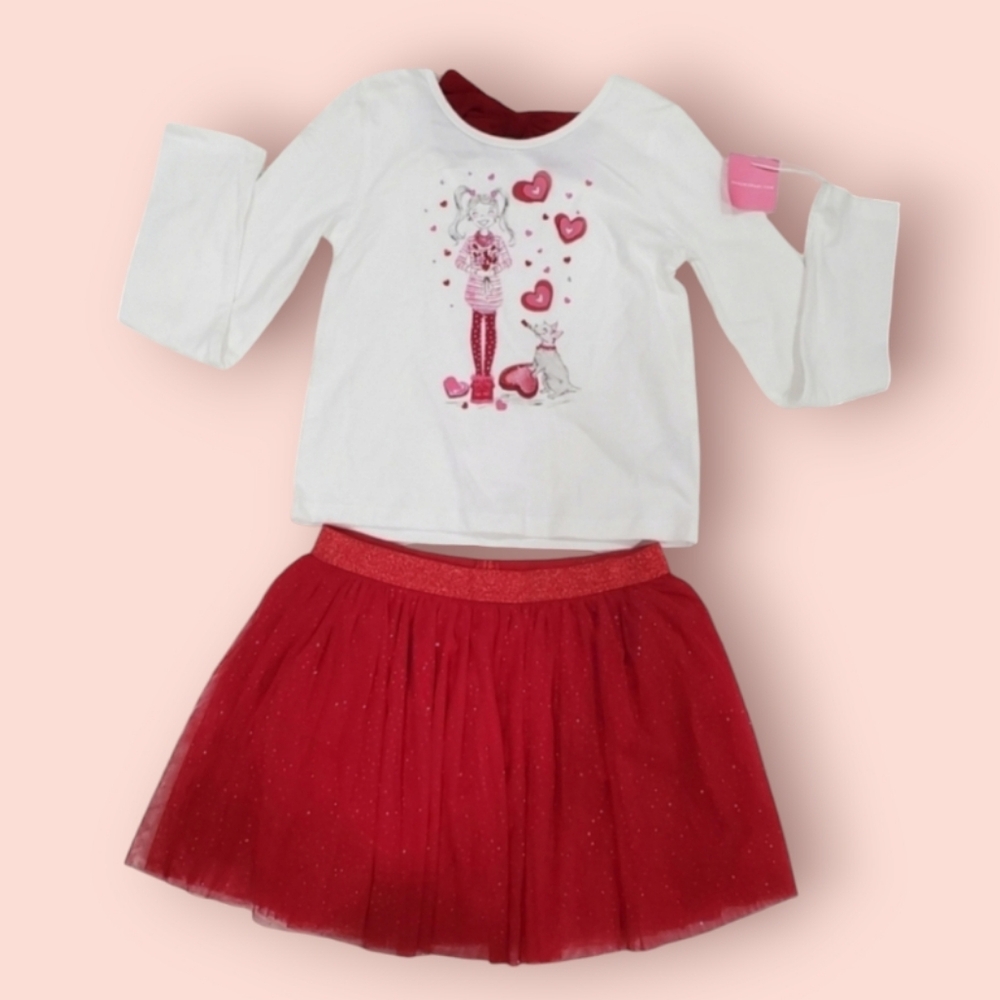 Isaac Mizrahi valentine hearts & dog tutu skirt & top set